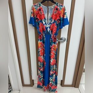 Flying Tomato Blue and Red Floral‎ Jumpsuit